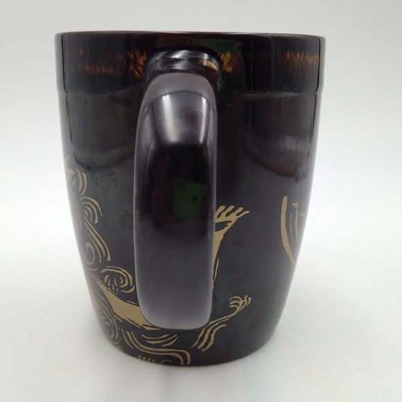 Starbucks Mermaid Coffee Mug Collectible Bone China Ceramic Black Gold 2012 - Picture 4 of 8